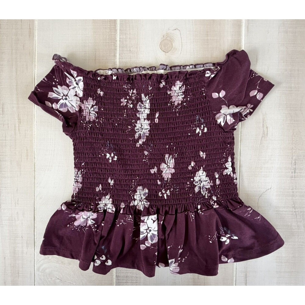 AEROPOSTALE Off-Shoulder Smocked Floral  Top - Size S Boho Festival Y2K